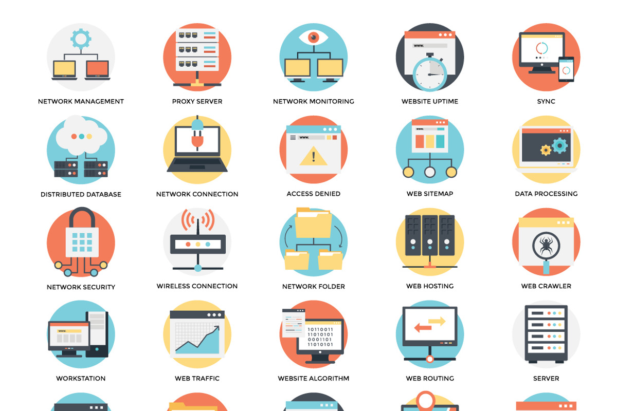 100 Flat Web Hosting Icons, a Duotone Icon by Prosymbols