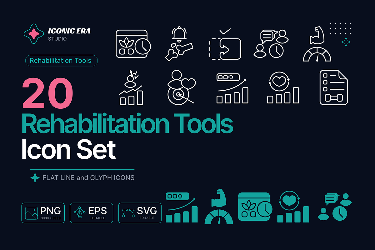 Rehabilitation Tools Icon Set (20), an Outline Icon by Iconic Era (Photo 1 of 3)