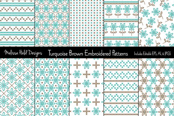 Turquoise Brown Embroidered Patterns preview 5