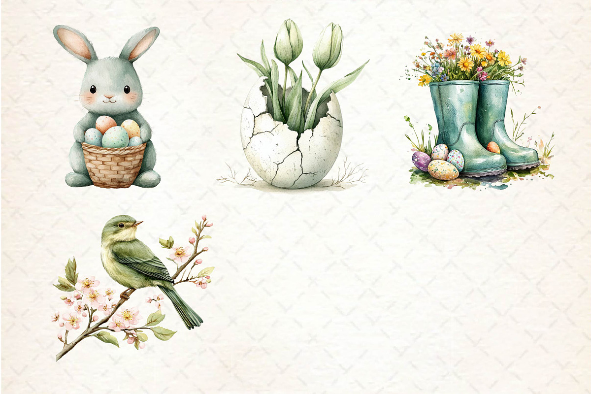 Sage Green Easter Clipart, an Illustration by Dream Creation (Photo 5 of 6)