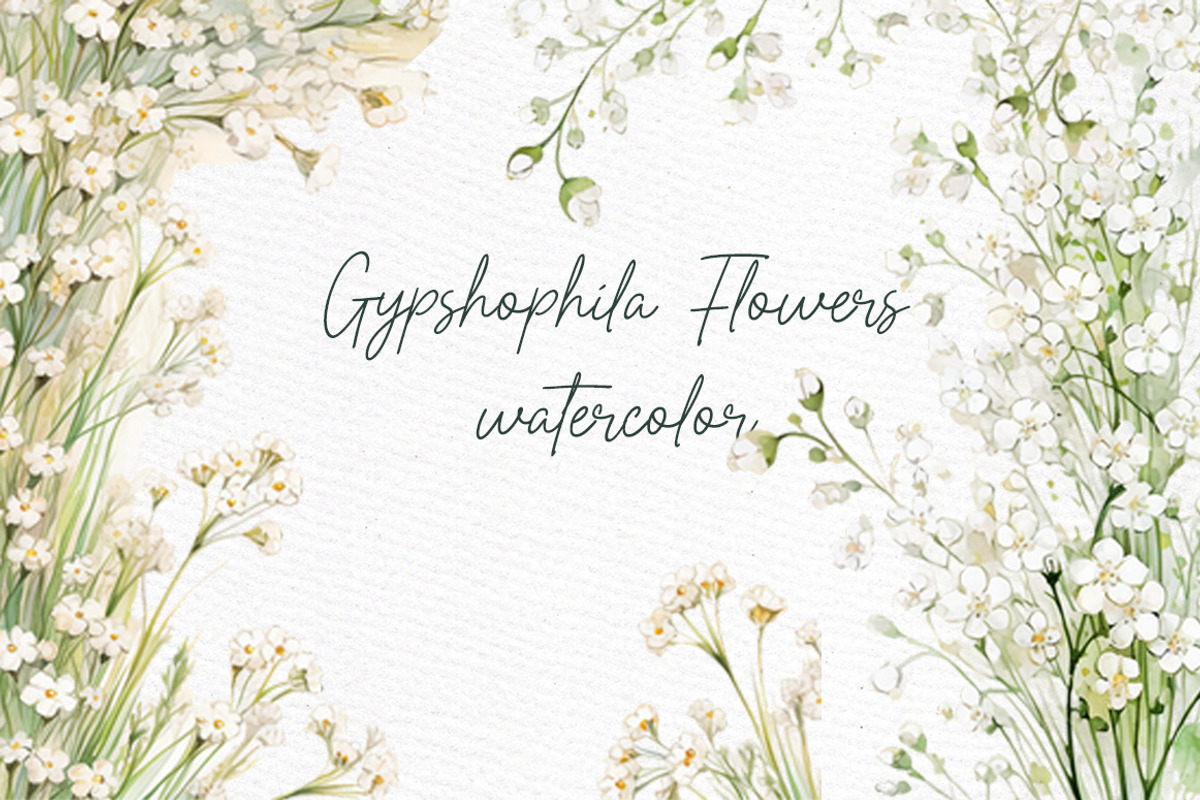 Gypsophilia White Flowers Clipart, a Decorative Illustration by LeCoqDesign (Photo 1 of 5)