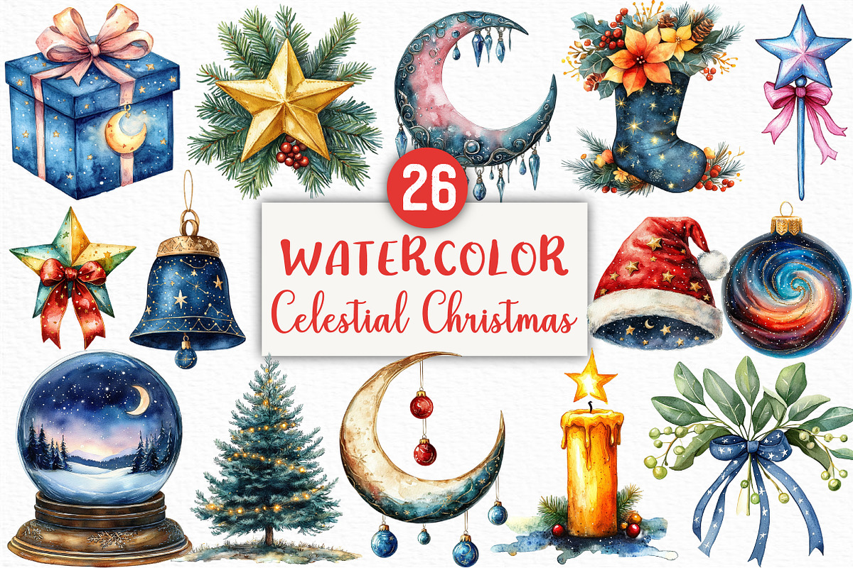 Celestial Christmas Clipart, an Illustration by Craft Nest (Photo 1 of 6)