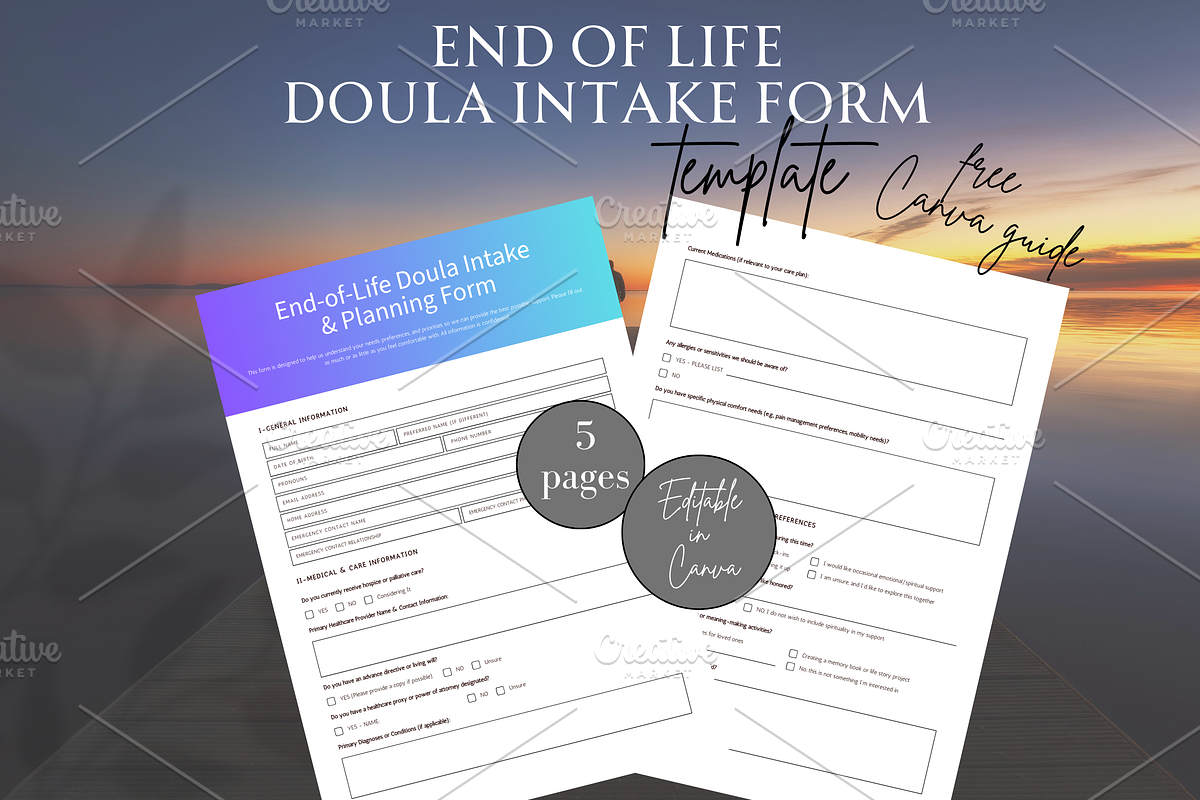END OF LIFE DOULA INTAKE FORM, a Marketing Template by Daring Digies (Photo 1 of 4)