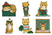 Whimsical Christmas Cat Clipart, an Illustration by Daily.Designs (Thumbnail 3 of 5)