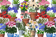 Garden flowers in pots. Vector, an Object Illustration by irina.vaneeva (Thumbnail 6 of 7)