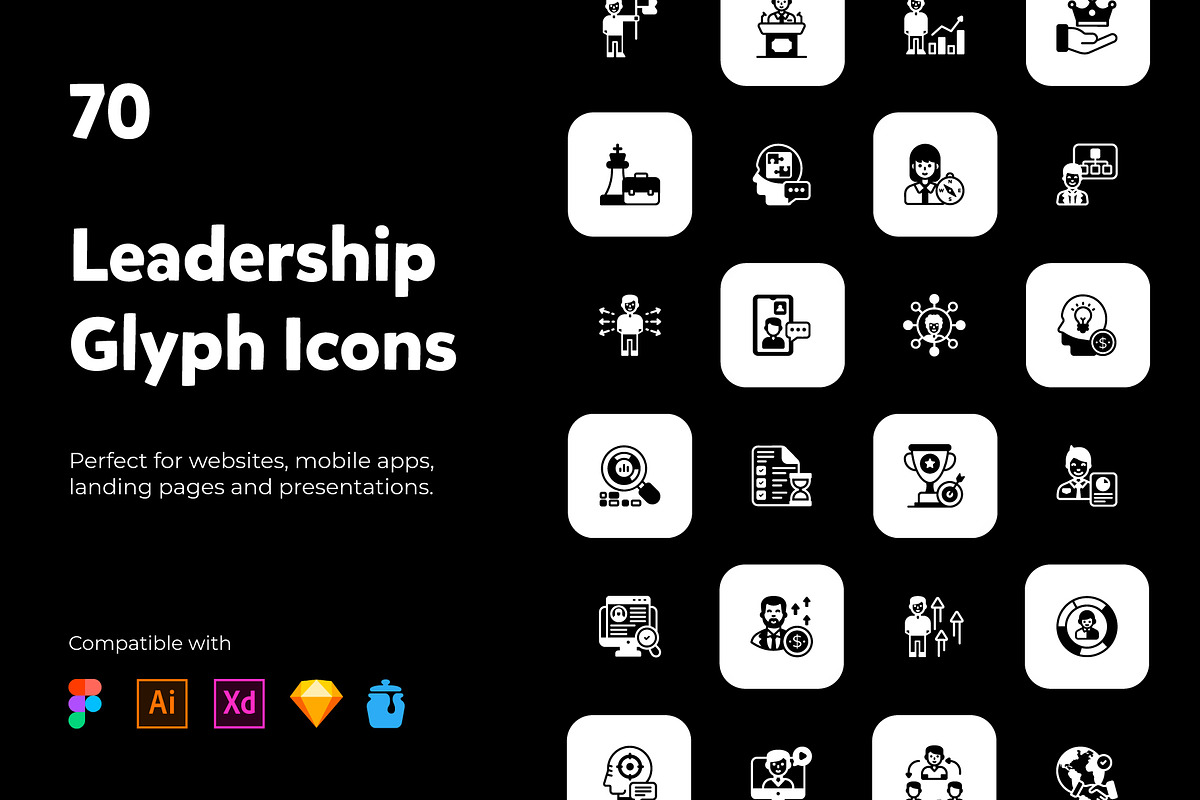 Leadership Glyph Icons, a Solid Icon by Brickclay (Photo 1 of 7)
