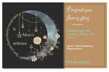Celestial crescent Moon artwork, an Object Graphic by SM Design