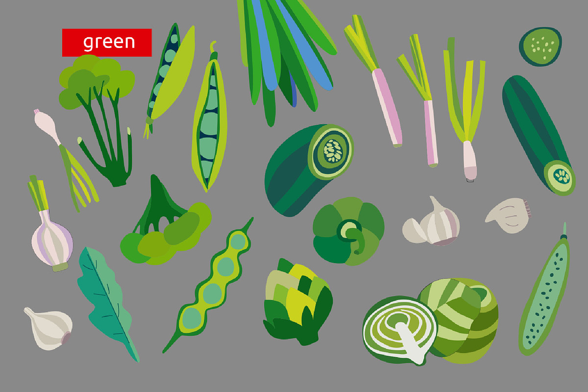 Vegetables, vector, a Food Illustration by Olha Kalyta (Photo 3 of 10)