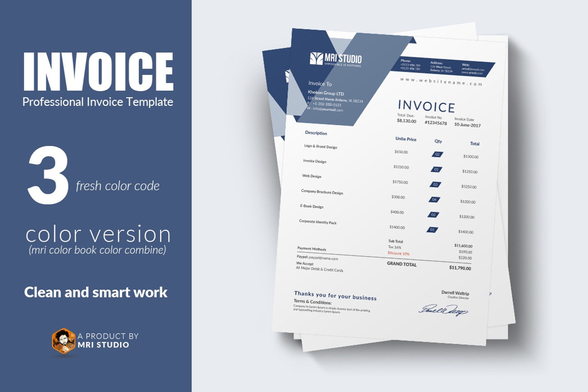 Creative Invoice Template, a Stationery Template by MRI STUDIO