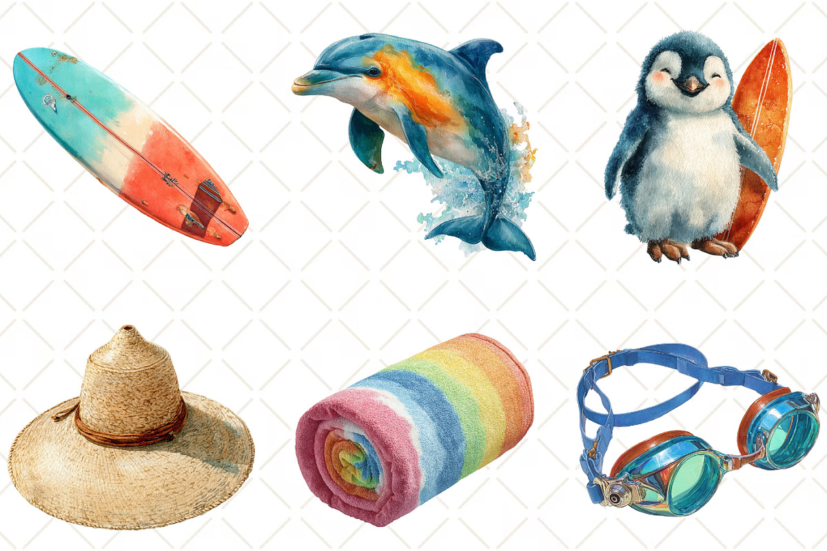 Water Park Watercolor Collection, an Illustration by Black Bird Studio (Photo 4 of 6)