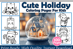 Cute Holiday Coloring Pages For Kids, an Animal Illustration by maggiesar
