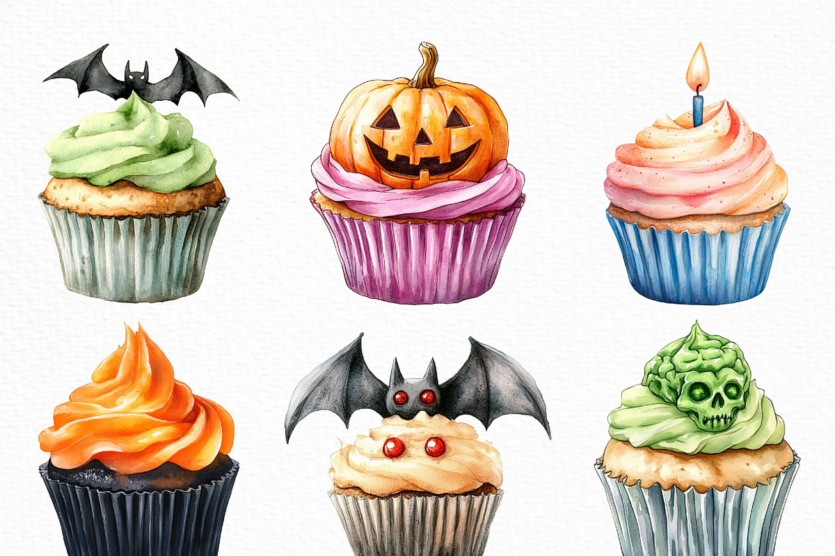Halloween Scary Cupcake Clipart, an Illustration by Craft Nest (Photo 3 of 6)