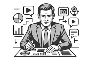 Marketing strategist analyzing, a Person Illustration by AlexArt