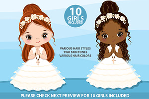 Vector First Communion Little Girl
