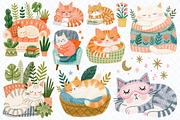 Cozy Sleeping Cats Clipart Bundle, an Animal Illustration by Whimsy Brush Studio (Thumbnail 5 of 10)
