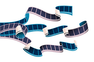 Stripes of movie cinema film reels.