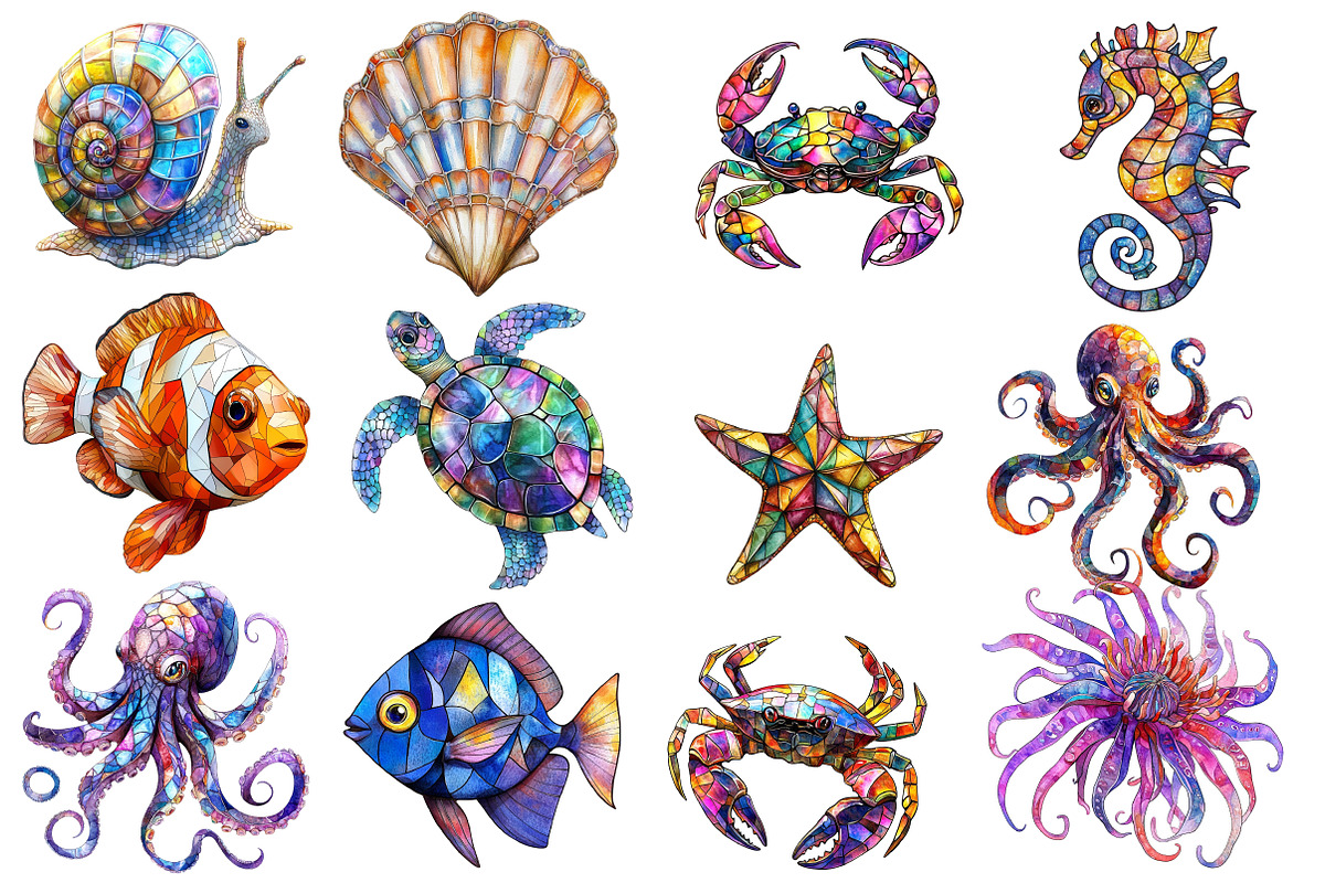 Stained Glass Sea clipart, an Illustration by Designworld (Photo 2 of 5)