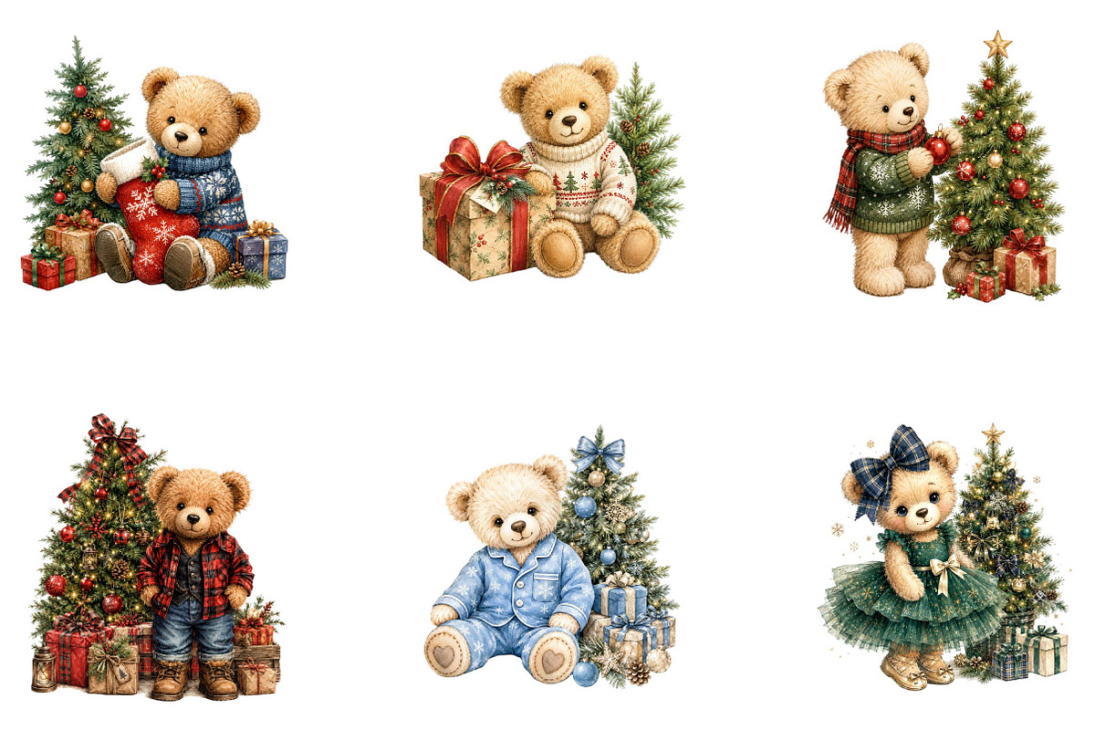 Christmas Bears Festive Teddy, a Seasonal Illustration by CreationArt (Photo 4 of 5)