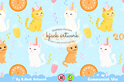 Midnight Countdown Cats seamless, a Background Graphic by K.JackArtwork (Thumbnail 1 of 8)