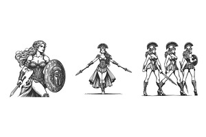 Female warriors ancient armor, an Illustration by AlexArt