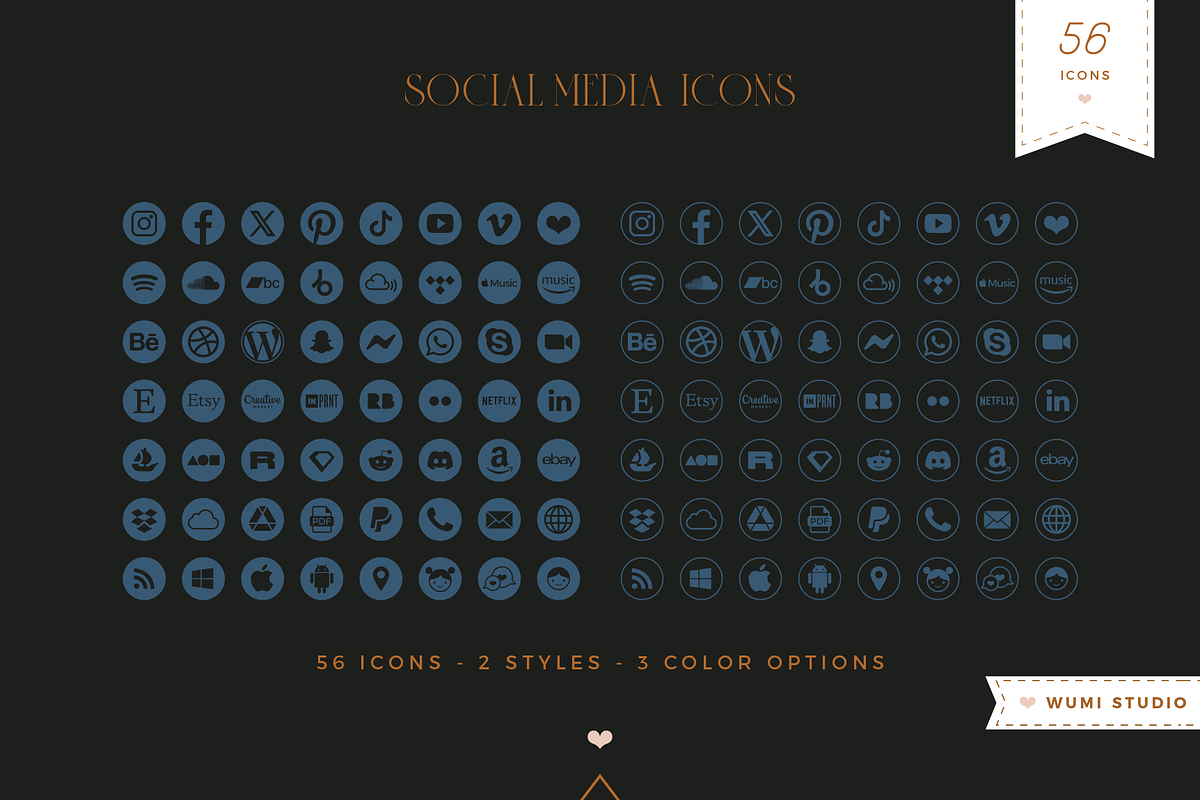 Social Media Icons, a Solid Icon by Wumi Studio (Photo 4 of 5)
