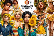 Sunflower Beauties Complete Cliparts, a Person Illustration by ThatsDesignArt (Thumbnail 1 of 16)
