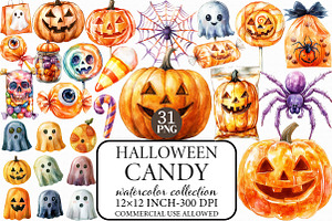 Halloween Candy Clipart, an Illustration by Libby Wishes