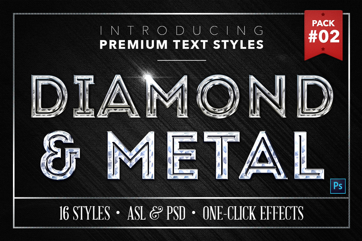 Diamond & Metal #2 - 16 Text Styles, a Layer Style Add-On by Jonas Stensgaard (Photo 1 of 19)