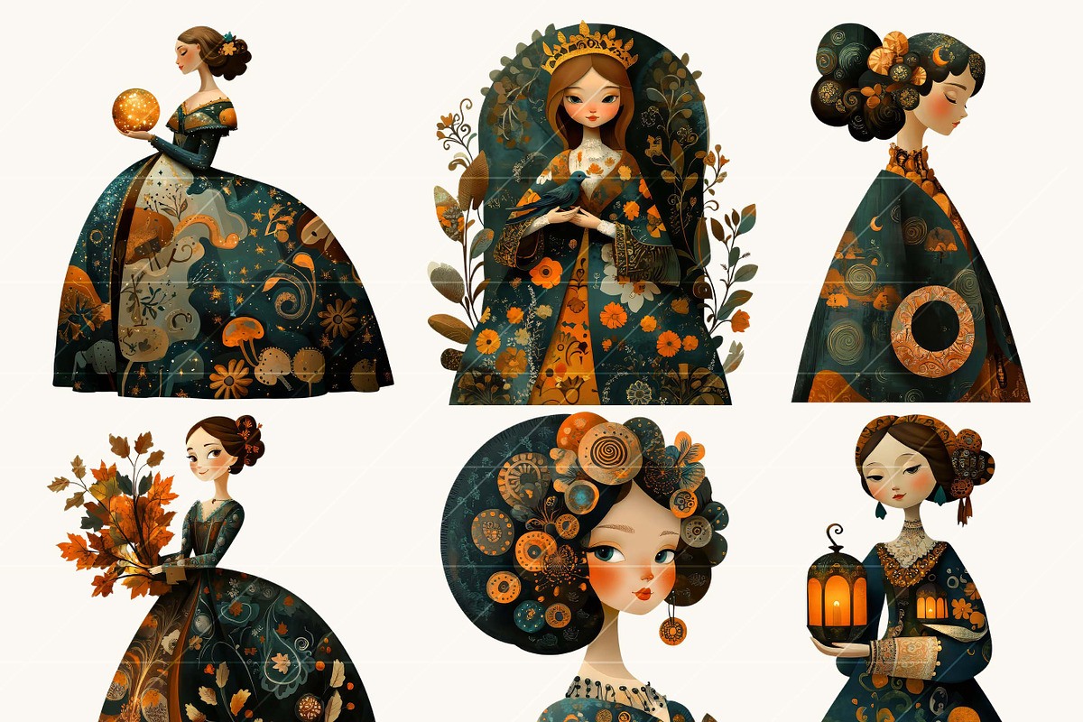 Whimsical Girl Dames Clipart Bundle, a Person Illustration by Design Scotch (Photo 3 of 8)