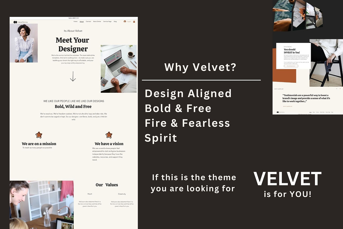 Velvet - Bold Feminine Wix Website, a Wix Template by Design Unique (Photo 3 of 7)