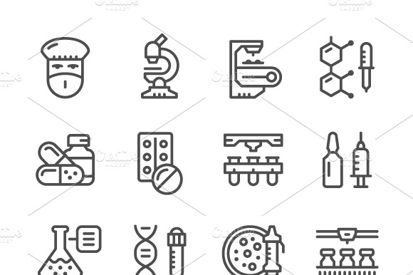 Set Icons Of Pharmaceutical Industry