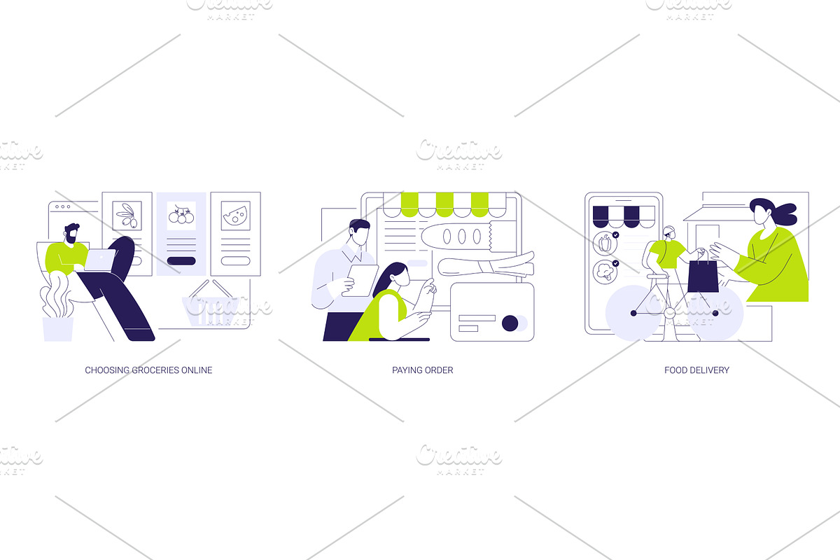 Buying groceries online isolated, a Person Illustration by Visual Generation