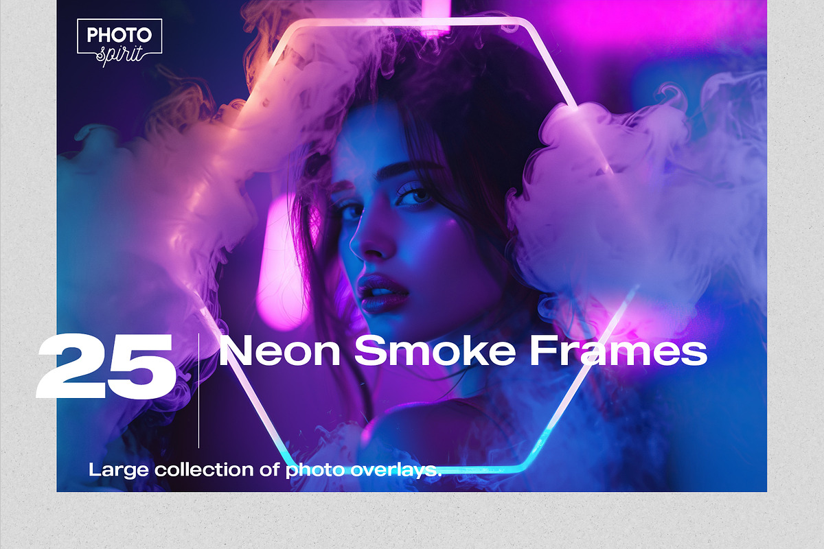 Neon Smoke Frames Effect Overlays, a Brushes & More by PhotoSpirit (Photo 1 of 8)