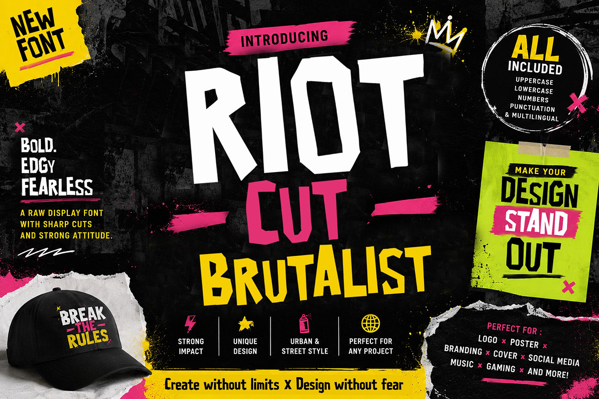 Riot Cut Brutalist, a Blackletter Font by Art StoreID (Photo 1 of 8)