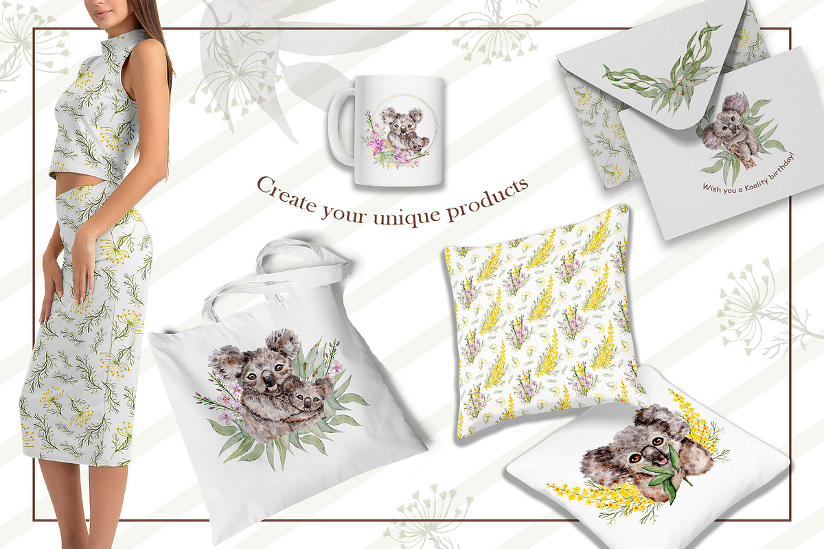 Watercolor Koala Collection, an Illustration by TanataDesign (Photo 9 of 10)