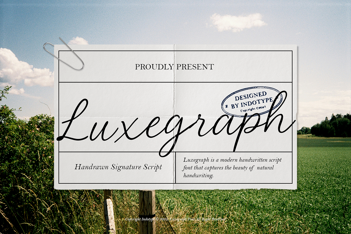Luxegraph - Handrawn Signature Font, a Script Font by Indotype Foundry (Photo 1 of 10)
