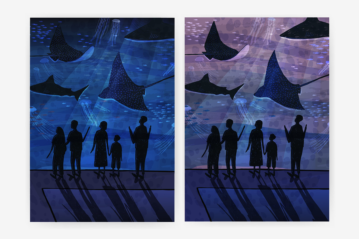 People in oceanarium, an Animal Illustration by Good Studio (Photo 1 of 4)