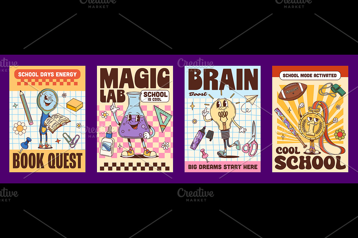 Y2K groovy stationery on school, an Education Illustration by Buch&Bee (Photo 1 of 3)