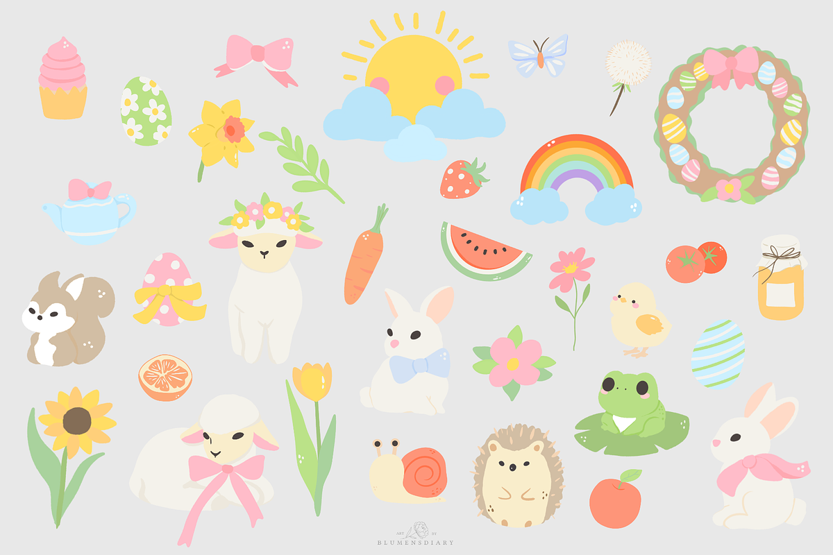 Happy Easter Hand drawn Vectors, a Seasonal Illustration by Blumensdiary (Photo 2 of 7)