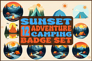 Sunset Adventure Camping Badge Set, an Object Graphic by Designs_River (Thumbnail 1 of 13)