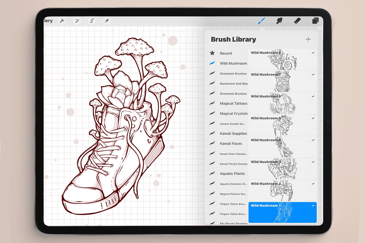 Magic Mushroom Procreate Stamp Brush, a Brush Add-On by TheDoodleSweets (Photo 2 of 5)