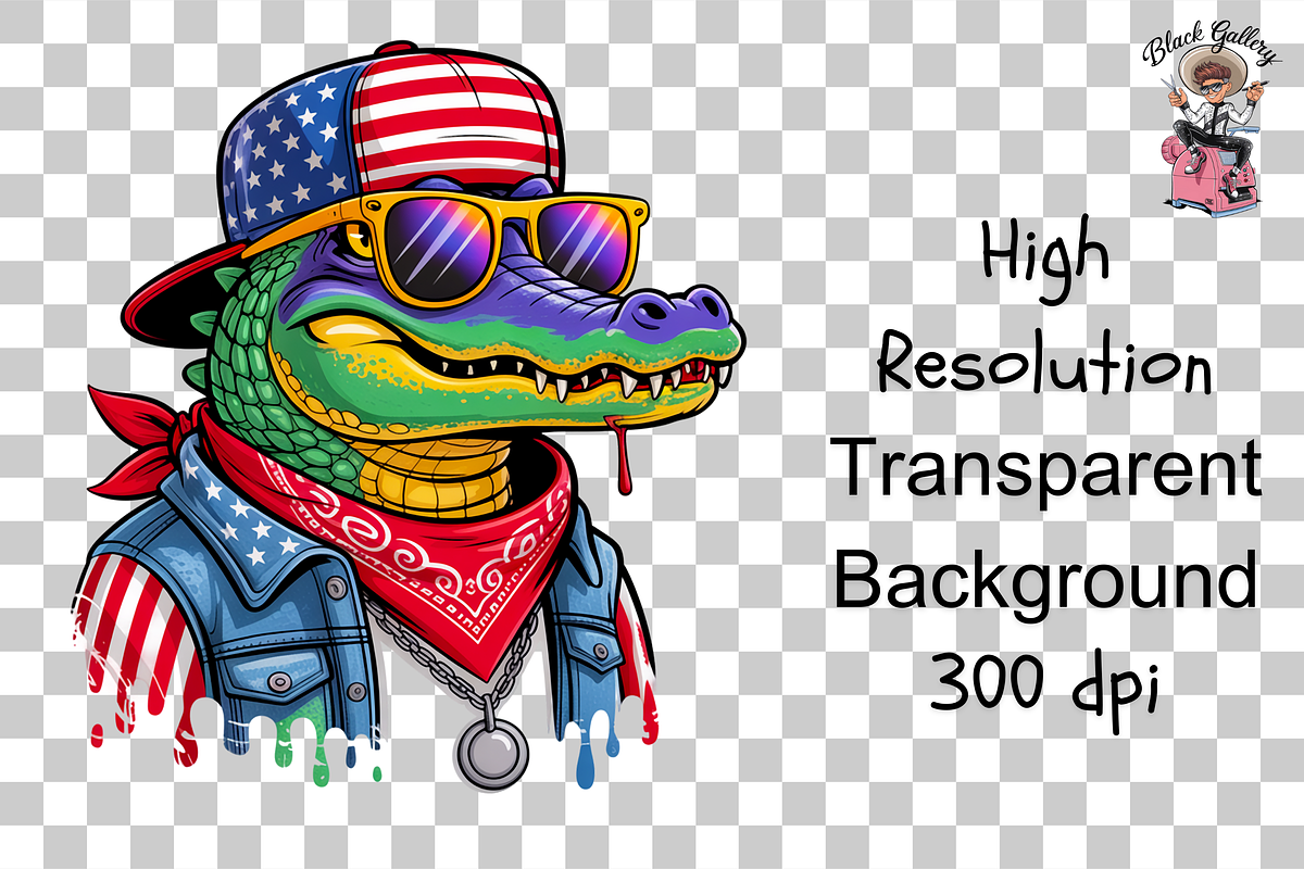 Alligator Png, Patriotic Png Bundle, an Illustration by Clipart Bloom (Photo 11 of 11)