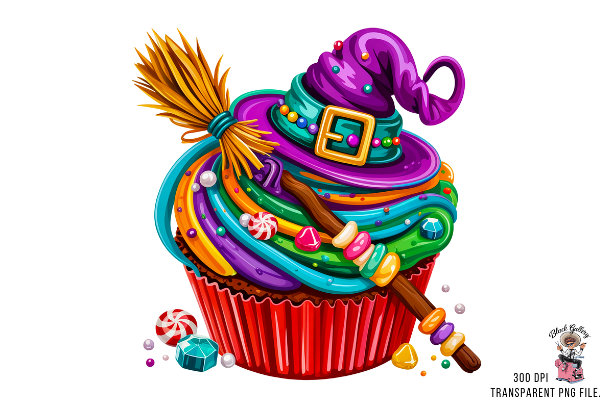 Witch Cupcake PNG Bundle, a Graphic by Clipart Studio (Photo 7 of 11)