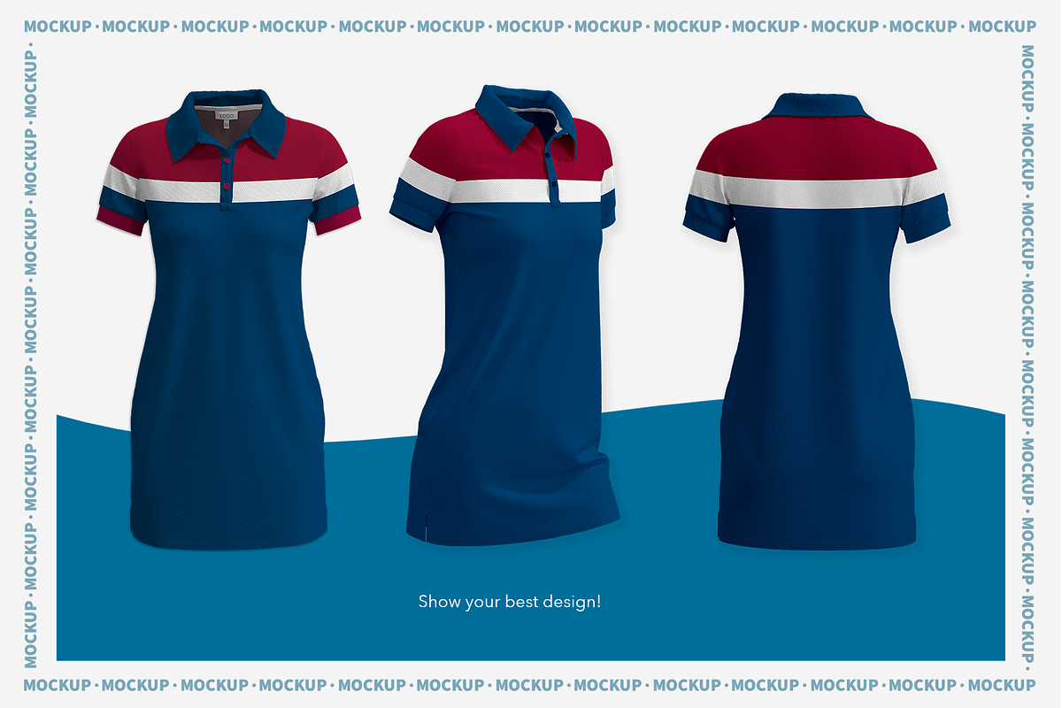 Mockup women's polo dresses, a Shirt Mockup by Irena Matiash shop (Photo 4 of 4)