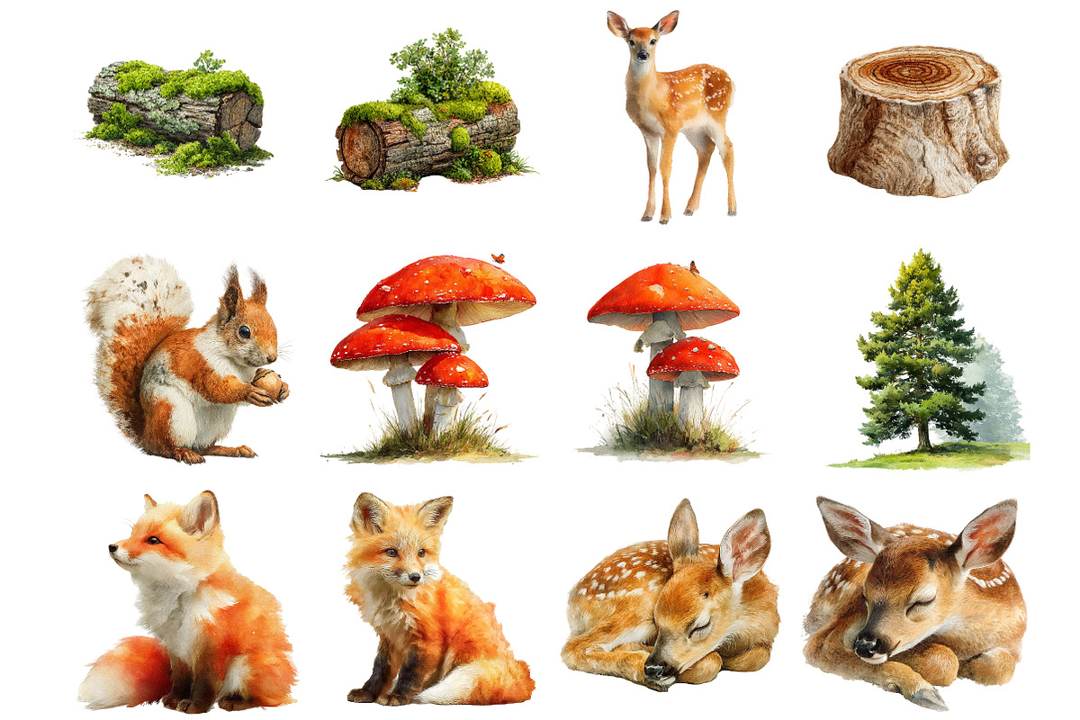 Cute Woodland Animal Clipart, an Illustration by DreamArtGraphic (Photo 4 of 4)