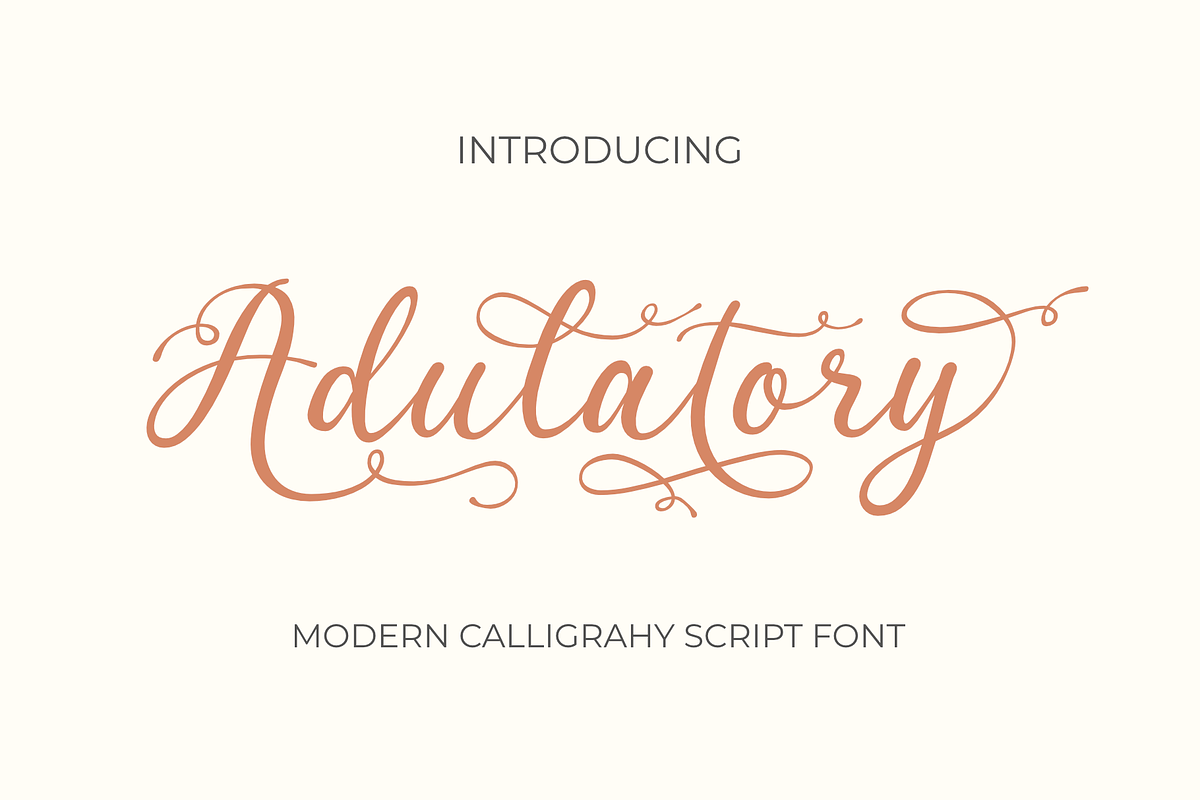Adulatory - a Modern Font, a Script Font by Ali Hamidi (Photo 1 of 9)