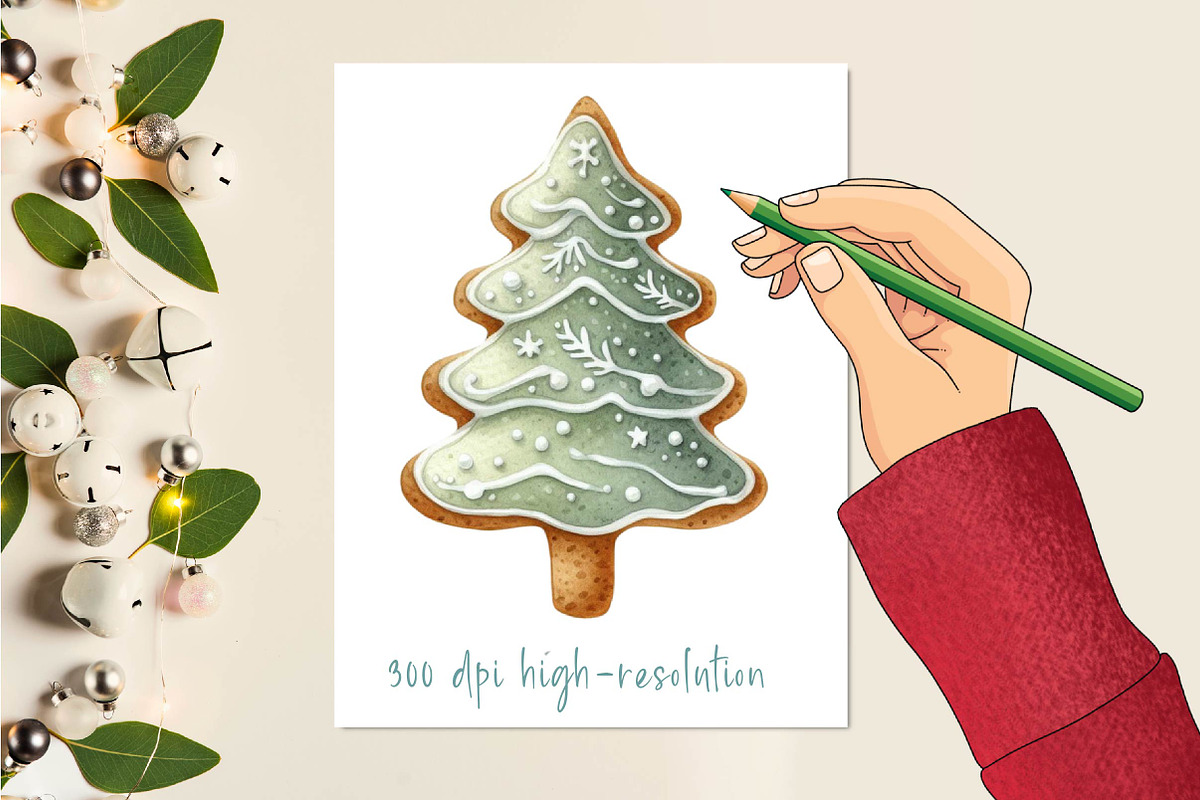 Watercolor christmas cookie tree Cli, an Illustration by CreationArt (Photo 3 of 6)
