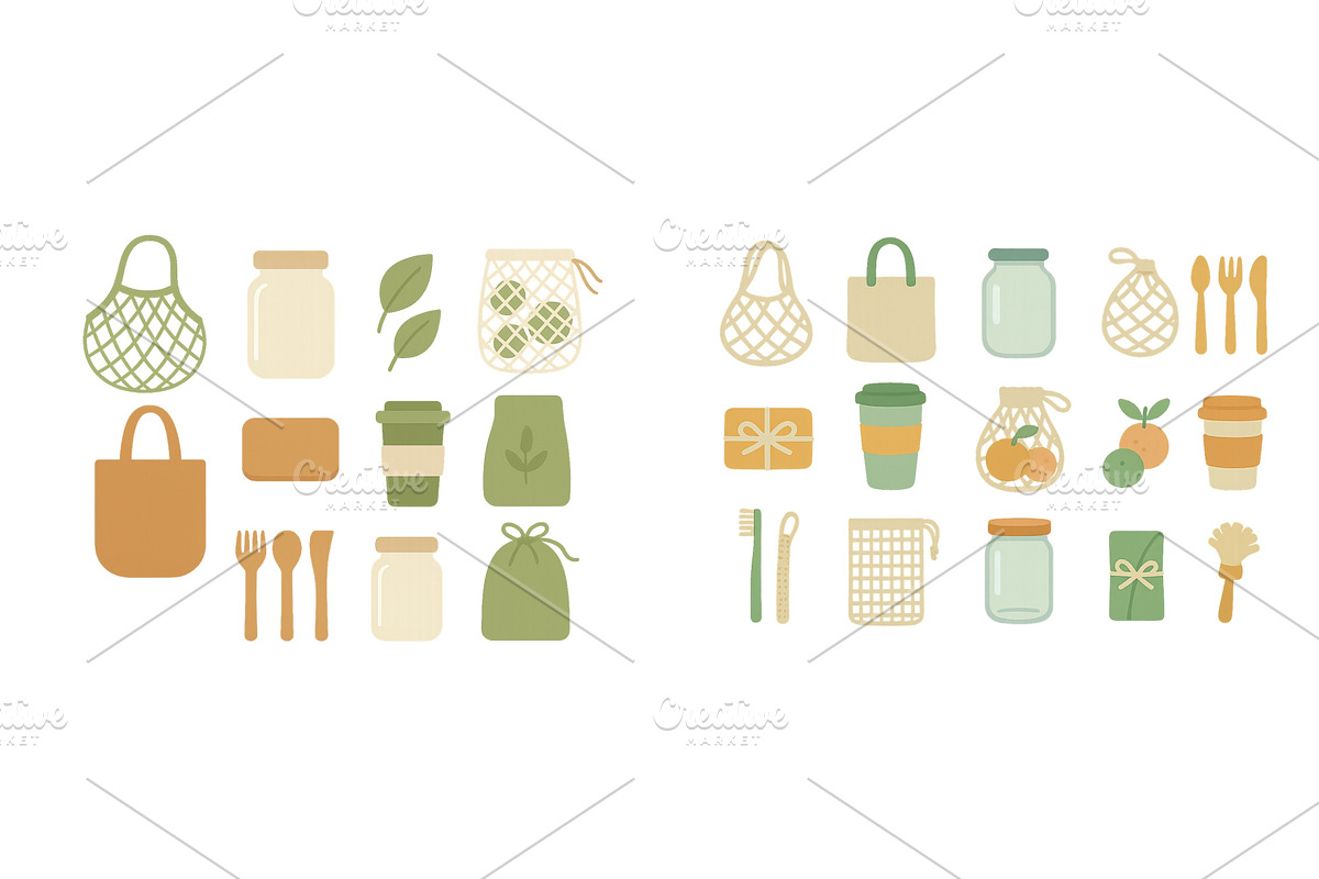 Various eco-friendly bags, an Illustration by ZinetroN