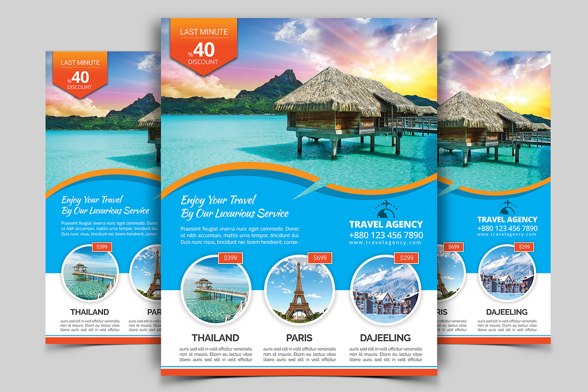 10 Travel Flyers Bundle 90% OFF, a Flyer Template by Imagine Design Studio (Photo 5 of 12)