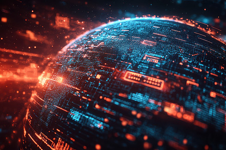 Abstract digital globe with glowing, a Background Photo by Pixeness